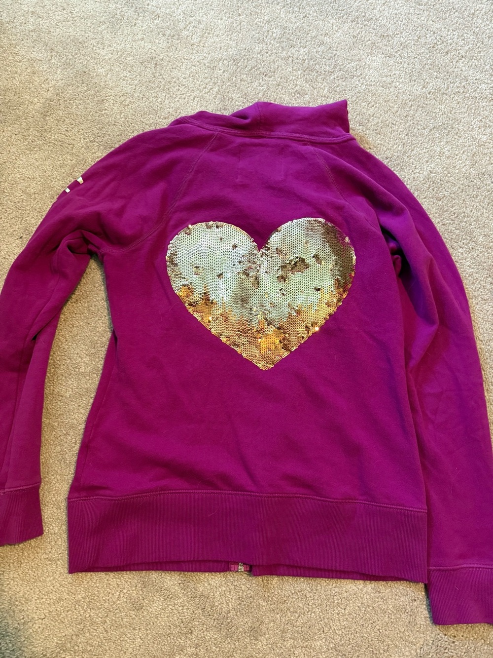 Victoria's Secret Fuchsia Zip-Up Hoodie with Angel Wings Zipper pull